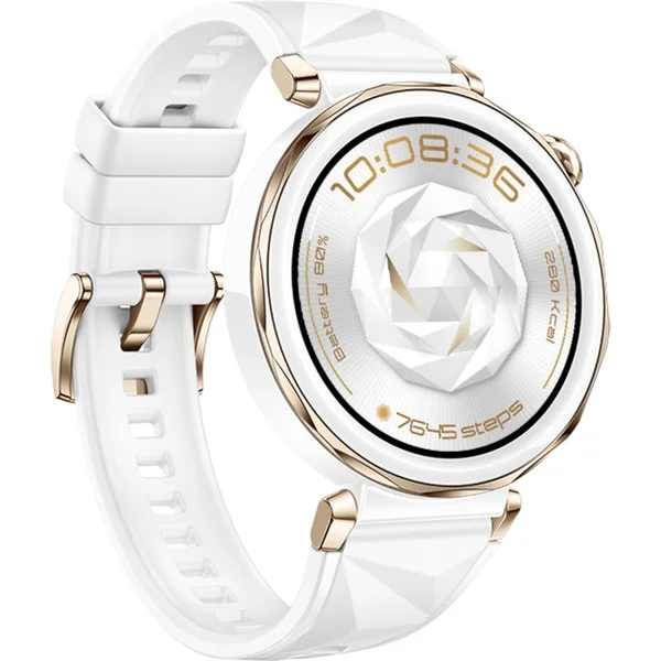Huawei Watch GT5 PRO 42mm (Jana-B29F), Smartwatch (weiß, Gehäuse aus Keramik, weißes Fluorelastomer-Armband)