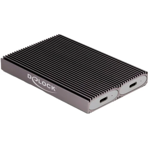 DeLOCK Externes USB Type-C Dual Combo Gehäuse für 2 x M.2 N, Laufwerksgehäuse (grau)