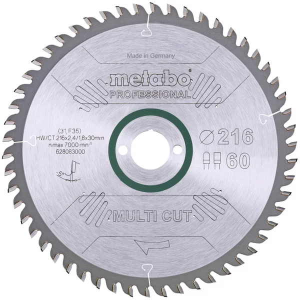 Metabo Kreissägeblatt "multi cut - professional", 216x30, Z60 FZ/TZ, 5° neg. (für halbstationäre Kreissägen)