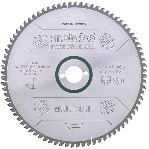Metabo Kreissägeblatt "multi cut - professional", 254x30, Z80 FZ/TZ, 5° neg. (für halbstationäre Kreissägen)