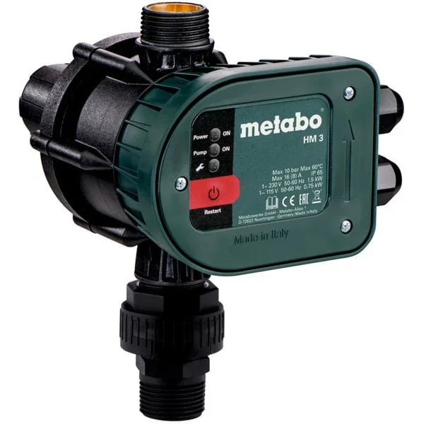 Metabo Elektronischer Druckschalter mit Trockenlaufschutz HM3 (628799000) (grün/schwarz, Druckschalter für Gartenpumpen, bis 10 bar)