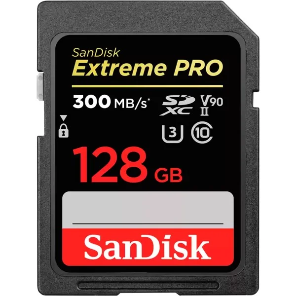 SanDisk Extreme PRO 128 GB SDXC, Speicherkarte (schwarz, UHS-II U3, Class 10, V90)