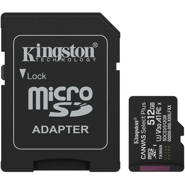 Kingston Canvas Select Plus 512 GB MicroSDXC, Speicherkarte (schwarz, UHS-I U3, Class 10, V30)
