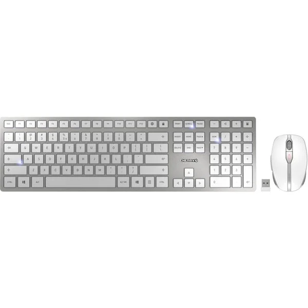 CHERRY DW 9100 SLIM, Desktop-Set (weiß/silber, EU-Layout (QWERTY), Cherry SX-Scherentechnologie, B-Ware)