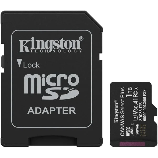 Kingston Canvas Select Plus 1 TB MicroSDXC, Speicherkarte (schwarz, UHS-I U3, Class 10, V30)