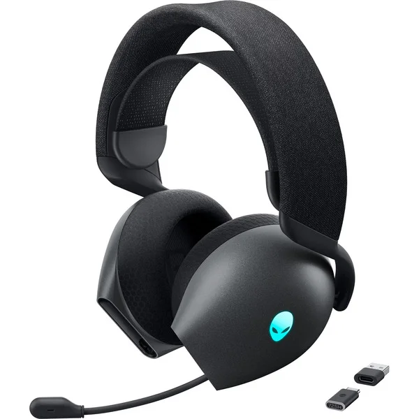Dell Alienware Tri-Mode Wireless AW725H Dark Side of the Moon, Gaming-Headset (schwarz, Hi-Res Audio, Bluetooth, 2,4 GHz, Kabel)