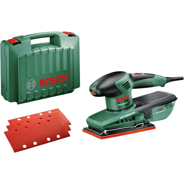 Bosch Heimwerken & Garten Schwingschleifer PSS 250 AE (grün, 250 Watt, Koffer)