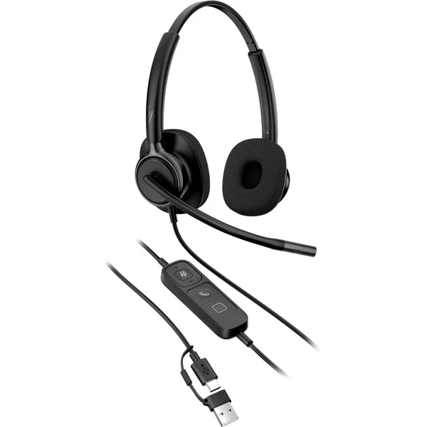 HP Poly Mission 425 Stereo-USB-Headset kabelgebunden Classic BULK (schwarz, USB Type-C und Type-A, Schaumstoff-Ohrpolster (Oberflächenmaterial))