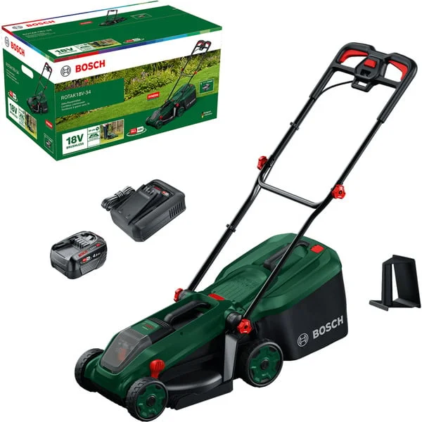 Bosch Heimwerken & Garten Akku-Rasenmäher Rotak18V-32, 18 Volt (grün/schwarz, 1x Li-Ionen Akku 4,0Ah, POWER FOR ALL ALLIANCE)