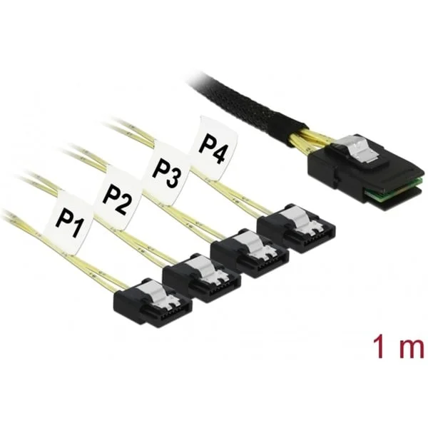 DeLOCK Adapterkabel Mini SAS SFF-8087 > 4x SATA 7Pin (1 Meter)