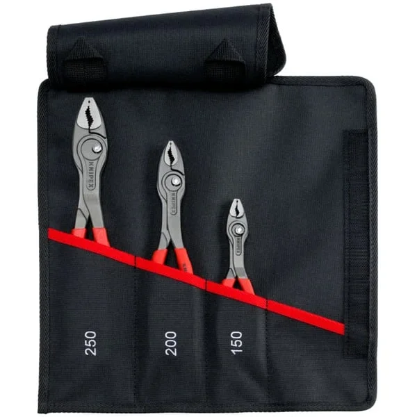 KNIPEX Rolltasche TwinGrip, Frontgreifzangen-Set 3-teilig (rot, Länge 150 / 200 / 250mm)