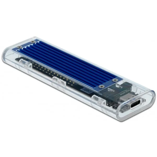 DeLOCK Externes Gehäuse für M.2 NVMe PCIe SSD, Laufwerksgehäuse (transparent)