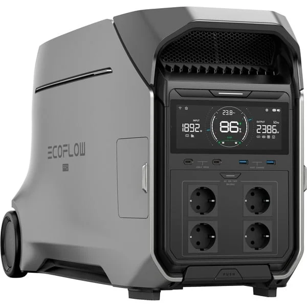 EcoFlow DELTA Pro 3 EU, tragbare Powerstation (silber/schwarz, 4.096 Wh, X-boost 6.000W, LFP-Akku)