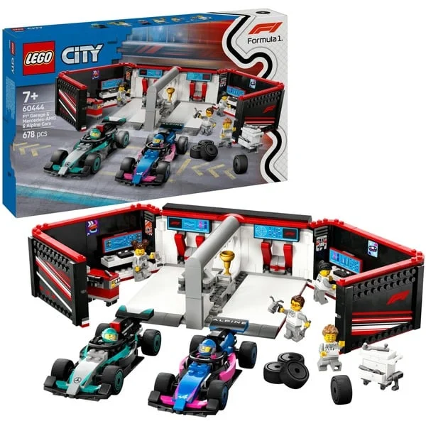 LEGO 60444 City F1 Garage mit Mercedes-AMG & Alpine Rennautos, Konstruktionsspielzeug