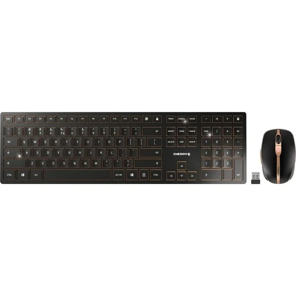CHERRY DW 9100 SLIM, Desktop-Set (schwarz/bronze, EU-Layout (QWERTY), Cherry SX-Scherentechnologie)