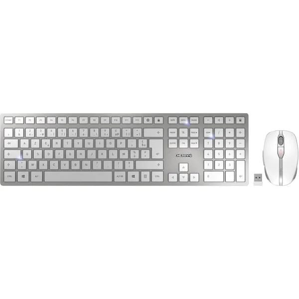 CHERRY DW 9100 SLIM, Desktop-Set (weiß/silber, FR-Layout, Cherry SX-Scherentechnologie)