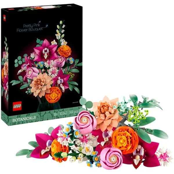 LEGO 10342 Botanicals Schöner Rosafarbener Blumenstrauß, Konstruktionsspielzeug