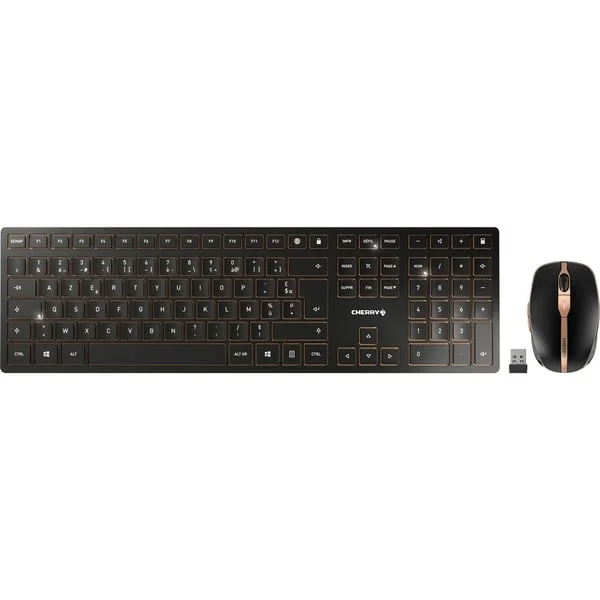 CHERRY DW 9100 SLIM, Desktop-Set (schwarz/bronze, FR-Layout, Cherry SX-Scherentechnologie)