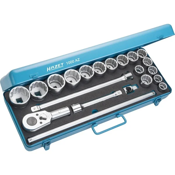 Hazet Steckschlüssel-Satz 1000AZ, 3/4", 21-teilig, Werkzeug-Set (blau, mit Umschaltknarre)