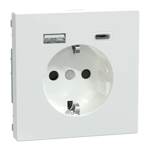 Merten Schutzkontakt Steckdose mit USB Ladegerät Typ MEG2367-6035, Unterputz, 16 Ampere, 250 Volt (weiß (glänzend), Retail)