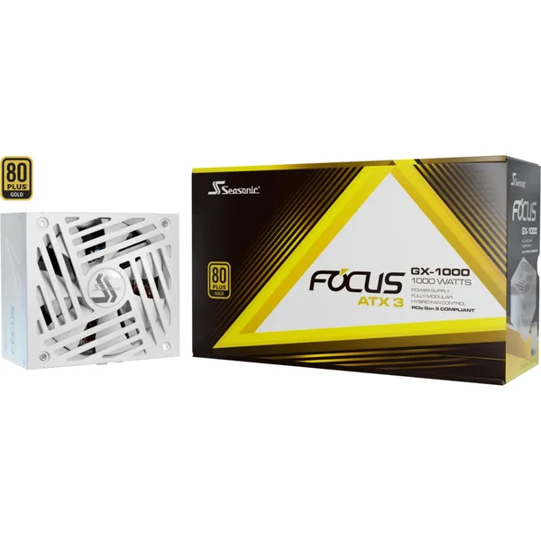 Seasonic FOCUS GX-1000 1000W ATX3.1 White Edition, PC-Netzteil (weiß, 1x 12-Pin High Power GPU, 3x PCIe, Kabel-Management, 1000 Watt)