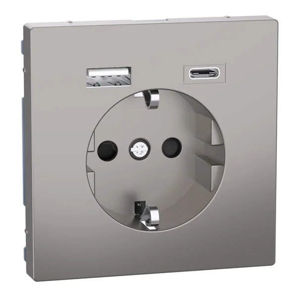 Merten Schutzkontakt Steckdose mit USB Ladegerät, Typ MEG2367-6050, Unterputz, 16 Ampere, 250 Volt (nickel, Retail)