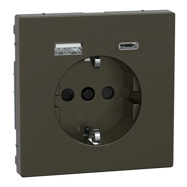 Merten Schutzkontakt Steckdose mit USB Ladegerät, Typ MEG2367-6052, Unterputz, 16 Ampere, 250 Volt (mocca, Retail)