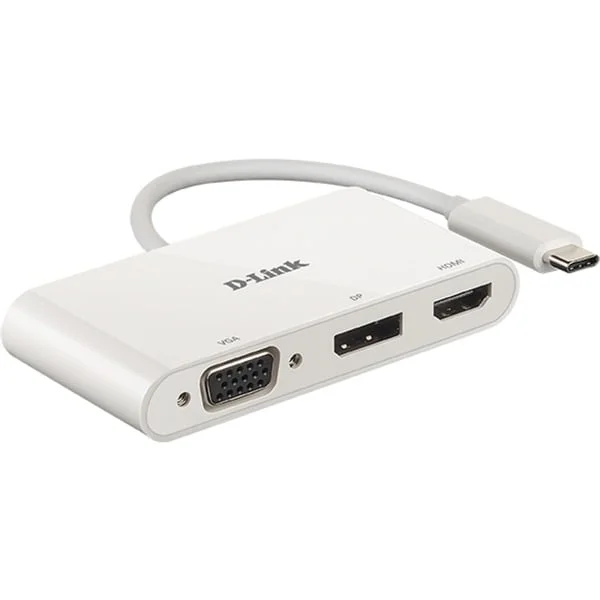 D-Link USB Adapter, USB-C Stecker > VGA + HDMI + DisplayPort Buchse (weiß)