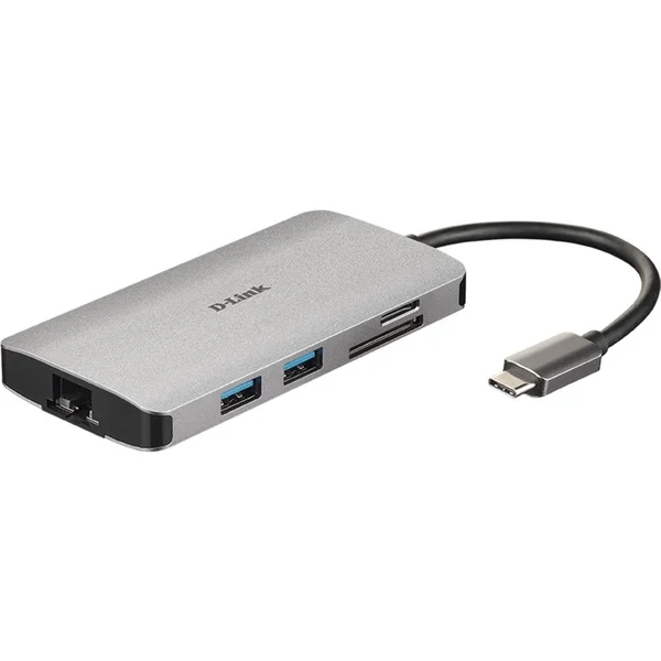 D-Link DUB-M810 8‑In‑1 USB‑C Hub, Dockingstation (grau, HDMI, USB-C PD, RJ-45)