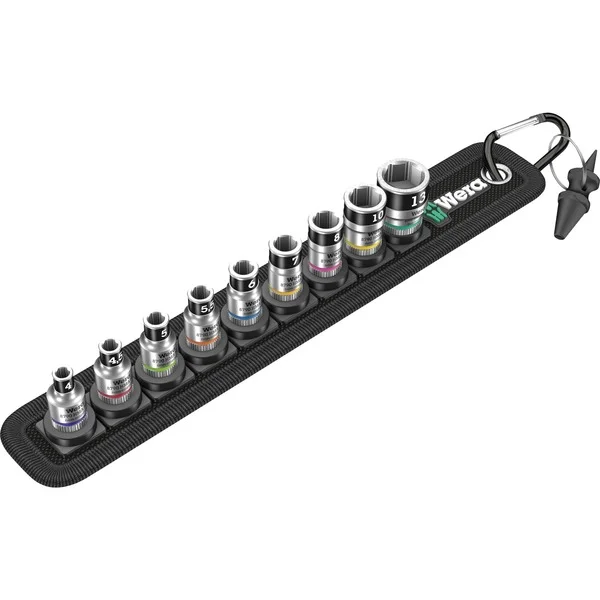 Wera Belt A1 Zyklop Steckschlüsseleinsatz-Satz, 1/4" (schwarz, 10-teilig, mit Haltefunktion)