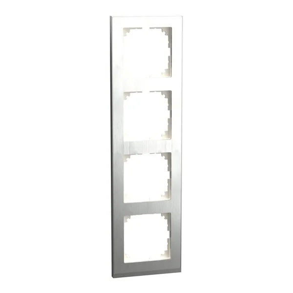Merten Decor-Rahmen vierfach mit Montagerichtung horizontal und vertikal, Kunststoff, matt, Schutzart IP20 (edelstahl, Retail)
