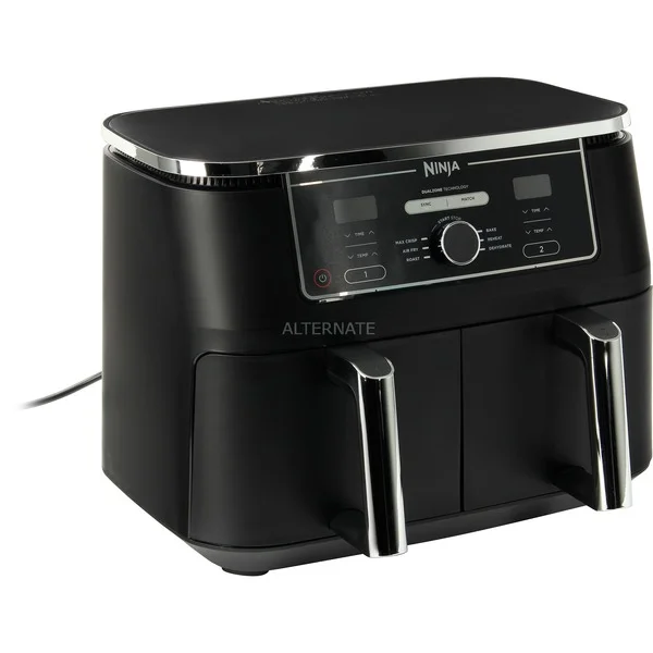 Ninja Foodi MAX Dual Zone Heißluftfritteuse AF400EU (schwarz, 2.470 Watt, 2 Körbe je 4,75 Liter)