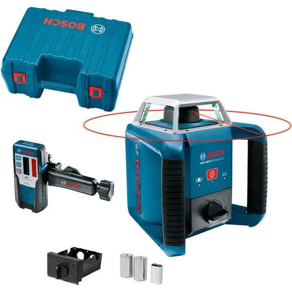 Bosch Professional Rotationslaser GRL 400 H Professional (blau/schwarz, rote Laserlinie, mit Laser-Empfänger LR 1, im Koffer)