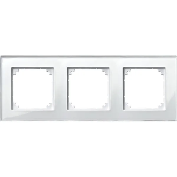 Merten Rahmen aus Glas, 3-fach, für waagerechte und senkrechte Montage, Typ 489319 (weiß (glänzend), Retail)