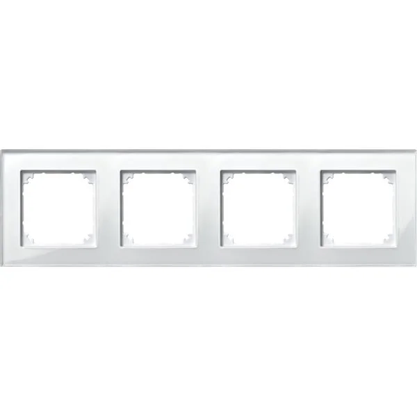 Merten Rahmen Glas vierfach für waagerechte und senkrechte Montage, Typ 489419 (weiß (glänzend), Retail)