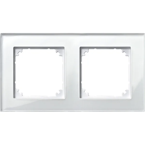 Merten Rahmen Glas 2-fach brillantweiß waagerecht und senkrecht Montage 489219 (weiß (glänzend), Retail)