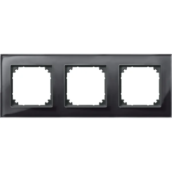 Merten Rahmen aus Glas, dreifach, waagerecht und senkrecht montierbar, glänzend, IP20 (schwarz (glänzend), Retail)