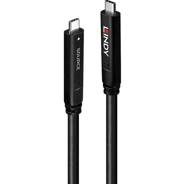 Lindy USB 3.2 Gen 1 & DP 1.4 Typ C Hybridkabel, Verlängerungskabel (schwarz, 10m)