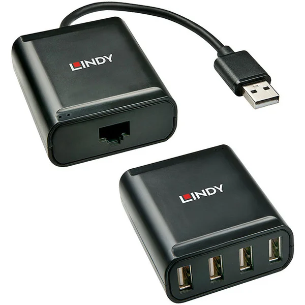Lindy 4 Port USB 2.0 Cat.6 Extender, USB-Extender (schwarz, 60m)