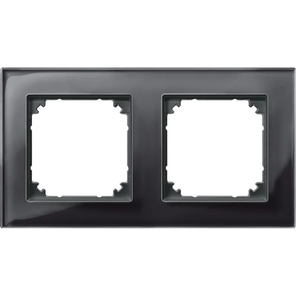 Merten Rahmen aus Glas für zwei Einheiten, waagerecht und senkrecht montierbar, Typ 489203 (schwarz (glänzend), Retail)