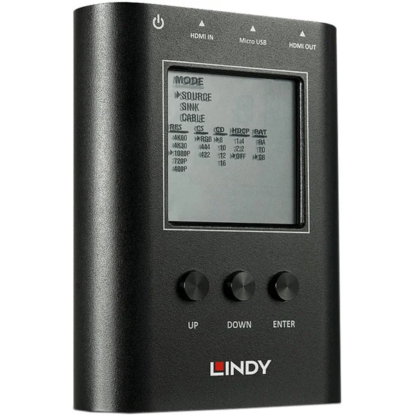 Lindy HDMI 4K60 Signal Analyser und Generator, Adapter (schwarz)