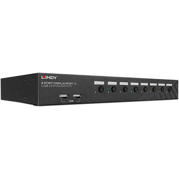 Lindy 8 Port DisplayPort 1.2 & USB 2.0 KVM Switch, KVM-Switch (schwarz)