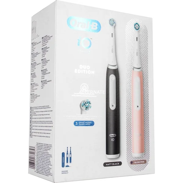 Oral-B iO Series 3N Duo, Elektrische Zahnbürste (schwarz/rosa, Matt Black//Blush Pink inkl. 2. Handstück)