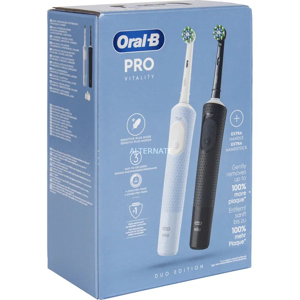 Oral-B Vitality Pro D103 Duo, Elektrische Zahnbürste (schwarz/blau, Black/Blue, inkl. 2. Handstück)