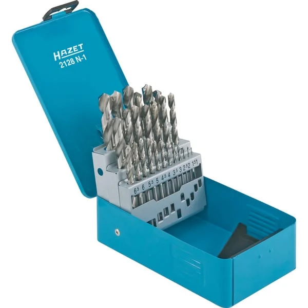 Hazet Spiralbohrer-Kassette (2128N-1), 25-teilig, Bohrer-Satz (blau, 1 - 13 mm, um 0,5 mm steigend)