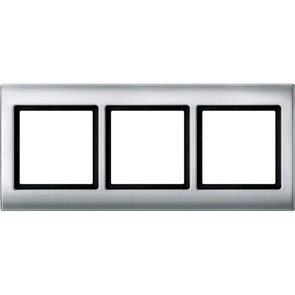 Merten Rahmen dreifach waagerecht und senkrecht montierbar, Kunststoff, lackiert, glänzend (aluminium, Retail)