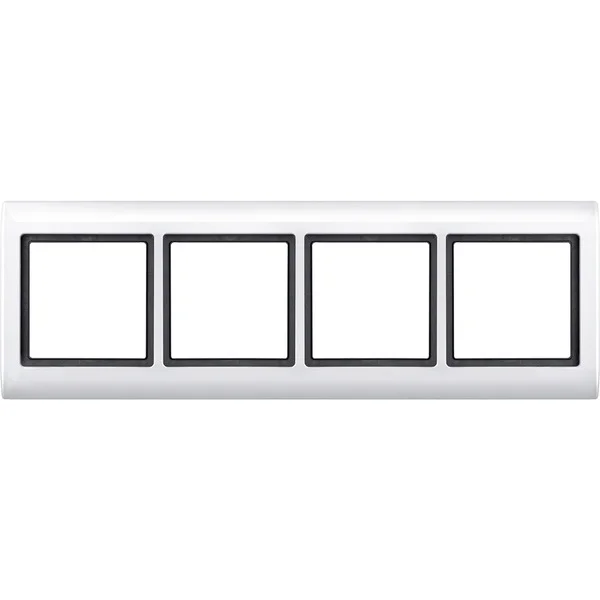 Merten Rahmen vierfach waagerecht und senkrecht Montage Typ 400419 Kunststoff glänzend (weiß (glänzend), Retail)