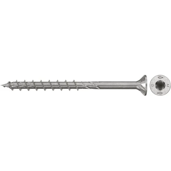 fischer Spanplattenschraube PowerFast II 6,0x60 Senkkopf TX (100 Stück, mit Teilgewinde, Edelstahl A4)
