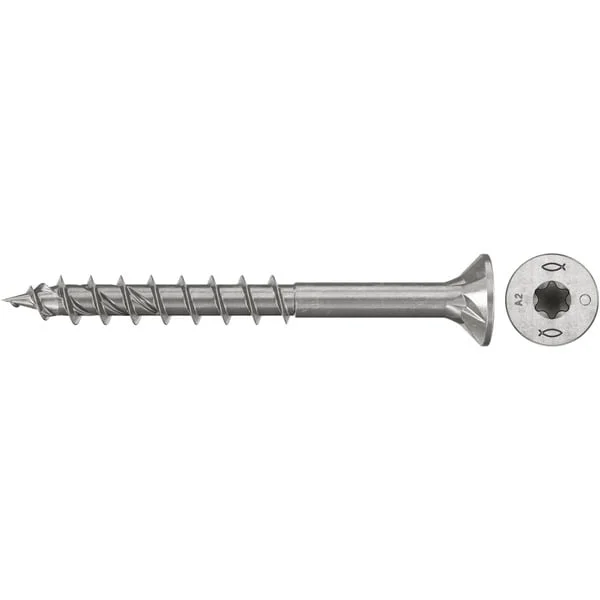 fischer Spanplattenschraube PowerFast II 5,0x50 Senkkopf TX (200 Stück, mit Teilgewinde, Edelstahl A2)