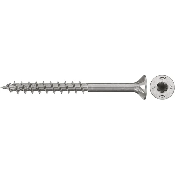 fischer Spanplattenschraube PowerFast II 4,5x50 Senkkopf TX (200 Stück, mit Teilgewinde, Edelstahl A4)